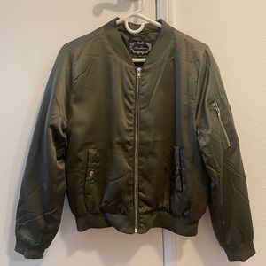 Green bomber style jacket